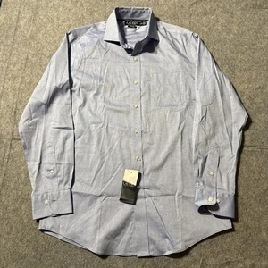 Lauren Ralph Lauren Slim Fit Non Iron Shirt Mens 16 34/35 NWT Blue Long Sleeve - Picture 1 of 8