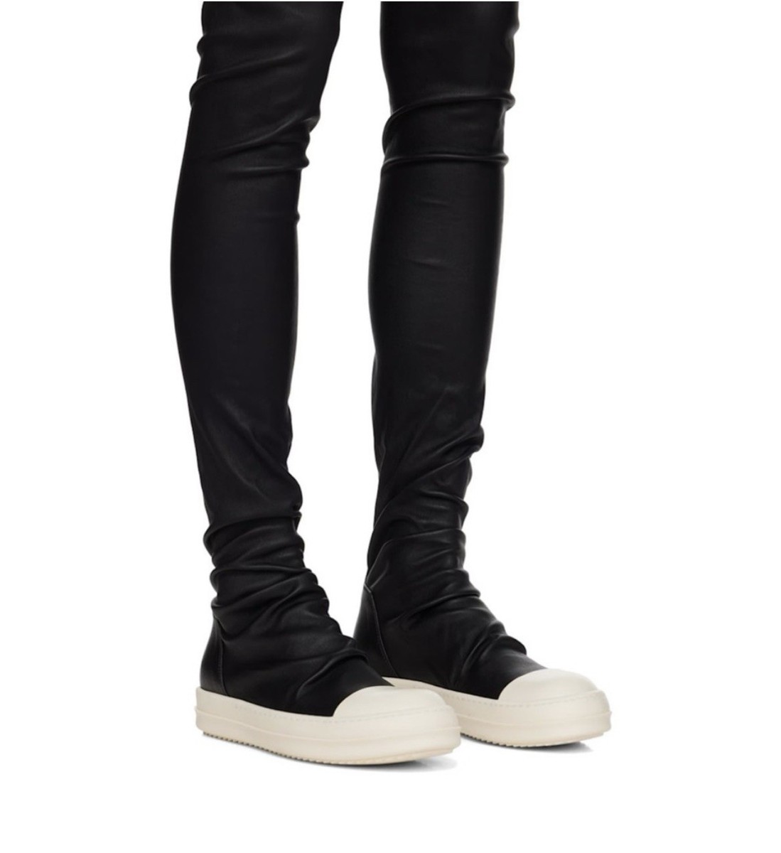 RICK OWENSレザーサイハイニーハイストレッチロングソックブーツ Rick Owens - 【2n2ned様専用】Rick Owens レザー ニーハイ