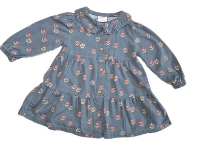 Lauren Conrad Little Co. Vestido Niño Pequeño Grls 12 Mos Floral Algodón Orgánico En Niveles  Foto 1 de 4