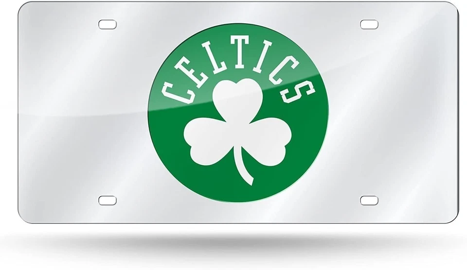Boston Celtics Premium Laser Cut Tag License Plate, Mirrored Acrylic Inlaid,... - Image 1 of 1