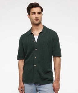 Abercrombie Pullover Poloshirt mit Zopfmuster und Knopfleiste grün XXL - Bild 1 von 8