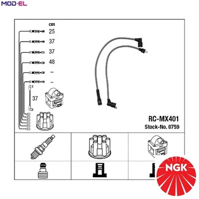 IGNITION CABLE KIT 0759 FOR SKODA FORMAN/Forman FAVORIT/Pickup 1.3L 4cyl FAVORIT - Image 1 of 4