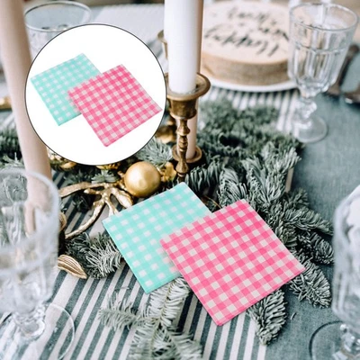  80 Pcs Tissue Paper Sheets Colored Napkins Grid Patterned Dinner - image 1 of 4