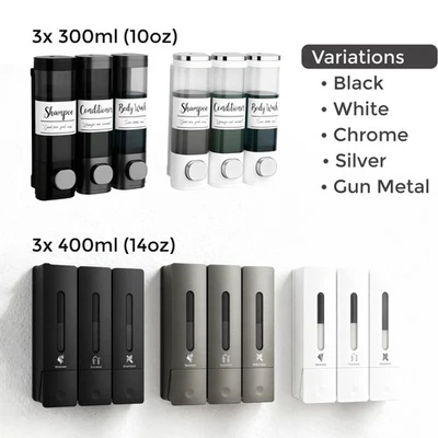 Dispensador de ducha de 3 cámaras uMadeUs - Sin taladro - Montaje en pared - Fácil instalación Foto 1 de 4