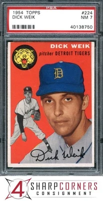 1954 Topps #224 Dick Weik RC Tigers PSA 7 Foto 1 de 4
