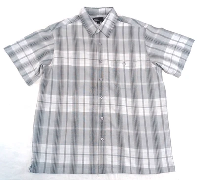 Marc Edwards Men's Gray Plaid Shirt Sz L Button Up Short Sleeve Polyester - Image 1 of 4