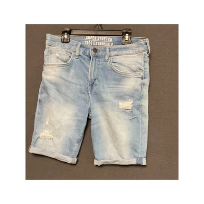 H&M Super Stretch Slim Fit Distressed Denim Shorts Size 13 Youth Made Pakistan - Image 1 of 4