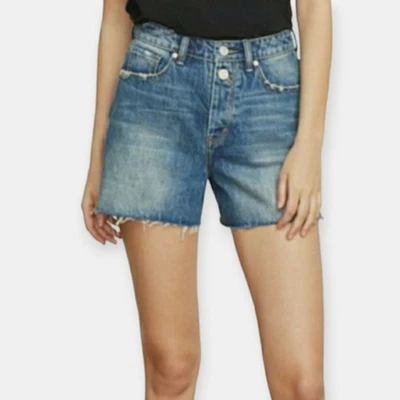 Habitual Maddie 高腰纽扣门襟牛仔原始下摆截止短裤女式 24 码  — 第 1/4 张图片