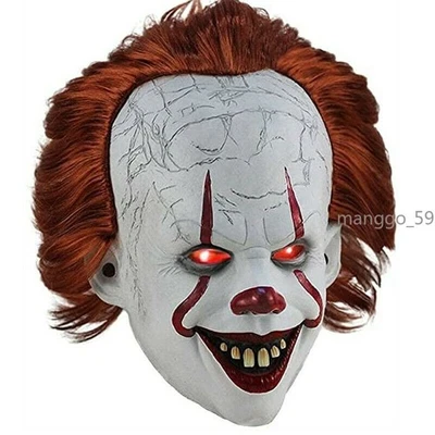 IT Pennywise Latex Full Mask w/Hair Horror Clown Joker Cosplay Halloween Gift - Image 1 of 4