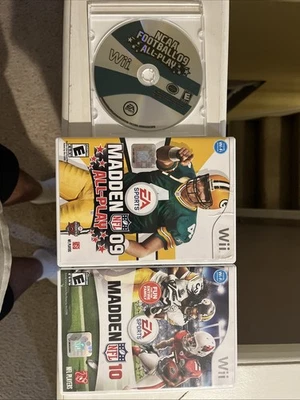 Lote de juegos NCAA Football 09, Madden NFL 09 All-Play, Madden 10 Nintendo Wii 3 Foto 1 de 4