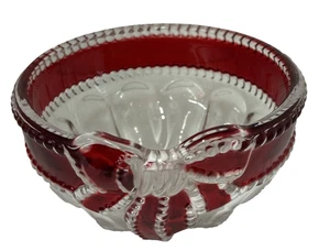 Vintage Celebraciones MIKASA Pequeño Transparente Rubí Rojo Cinta Caramelo Plato Baratija Cuenco - Imagen 1 de 6