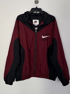 VINTAGE 90s NIKE L BURGUNDY BLACK LIGHTWEIGHT JACKET - HAS BLEMISH - PLEASE READ - Picture 1 of 5