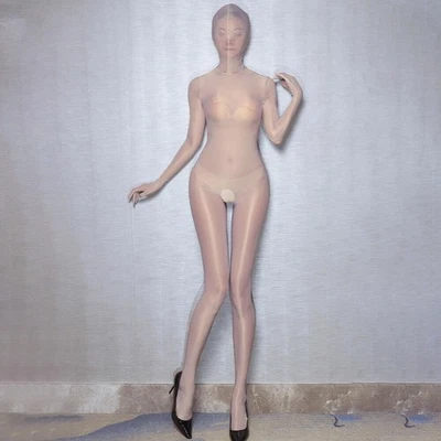 Body Completo Body Sin Entrepierna Lencería Aceite Brillante Brillante Mono Gato Foto 1 de 4