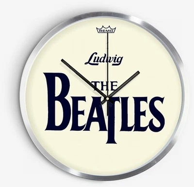 THE BEATLES Ringo Drum Skin Influenced Rock  Brushed Metal Rim WALL CLOCK 30cm - Image 1 of 3