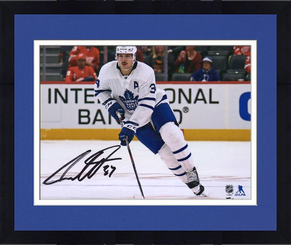Frmd Auston Matthews Maple Leafs Signed 8" x 10" White Jersey Skating Photo - Image 1 of 1