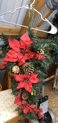 Colgante Imitación Poinsettia Swag Decoración para Puerta Aprox 38" Longitud Foto 1 de 2