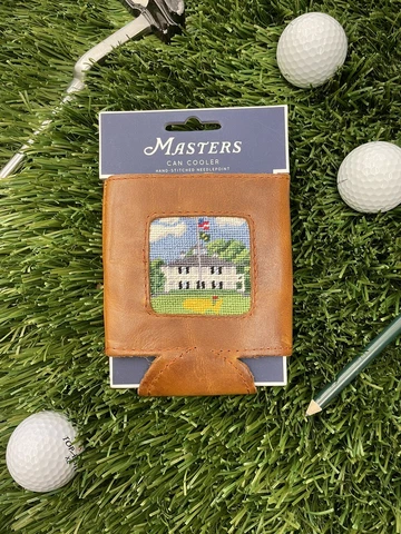 2023 MASTERS Smathers & Branson Leather Can Cooler w/Needlepoint Clubhouse Cover
