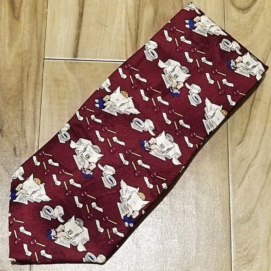 Corbata After Dark Flying Toilets años 90 salvapantallas corbata tecnología seda EE. UU. de colección nos Foto 1 de 4