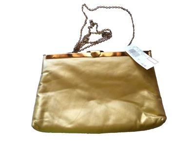 Bolso sin asas de cuero dorado Etra años 60 correa de cadena Bloomingdales vintage Foto 1 de 4