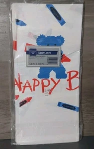 Cubierta de mesa de papel con borde de feliz cumpleaños Hallmark Crayola Bear 54x102 sellada de colección - Imagen 1 de 3