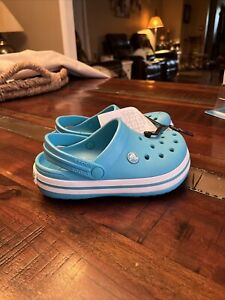 Crocs Aqua (Blue) Crocband Dog K  Clogs US Size 1 NWT.