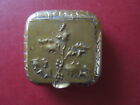 J2702  ART NOUVEAU FRENCH  BRASS  FLORAL  Compact  PILL BOX  WITH  MIRROR   SEE
