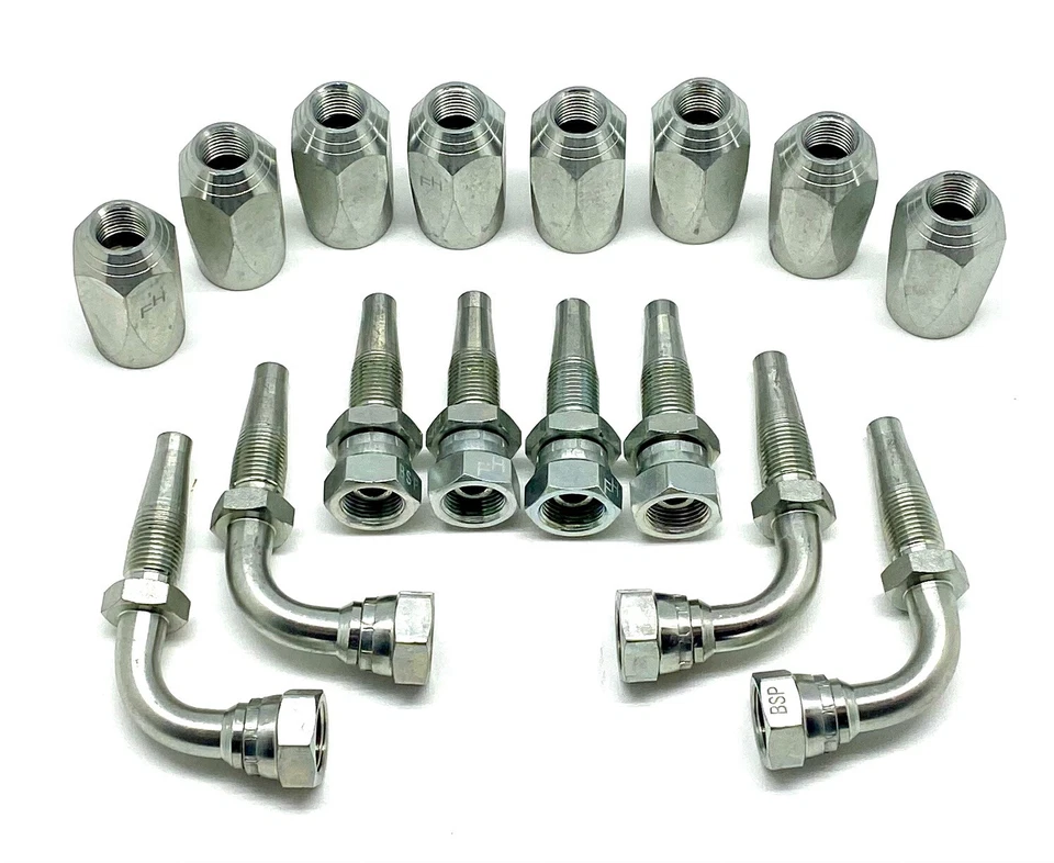 2 Wire Re-usable Hydraulic Hose Fitting Kit BSP Female ST/90 Elbow 1/4, 3/8, 1/2 - Image 1 of 1