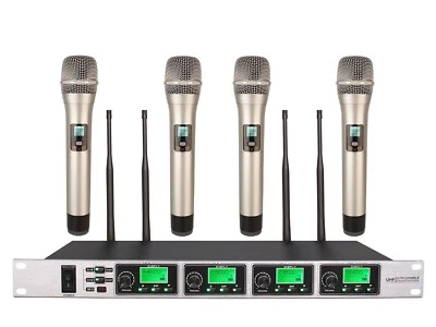 Quad-Channel Wireless Mic System UHF Dyanmic Handheld Vocal Microphone Cordless - Image 1 of 3