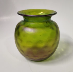 Bohemian Loetz Creta Creta mesa esférica Iridescent Art Glass Jarrón - Imagen 1 de 7