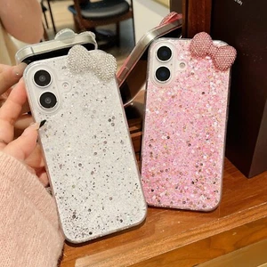 For iPhone Samsung Flash Diamond Bowknot Case Glitter Phone Cover Hot Women Girl - Picture 1 of 12