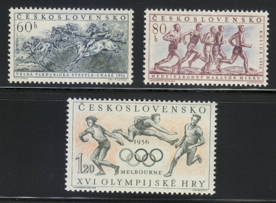 Checoslovaquia MNH 1956 Mi 981-983 Sc 763-765 Steeplechase, Maratón, Olímpico ** Foto 1 de 2