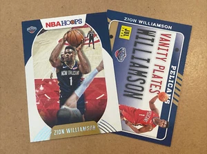 2020-21 NBAHoops Zion Williamson Base Card #163 and Vanity Plates #1 NM/Mint Lot - Picture 1 of 8