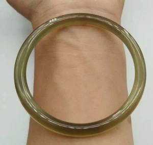 Natural beauty 56-64mm Olive Green Slender A Chalcedony Bracelet - Picture 1 of 14