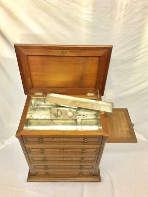 19th Century Antique Victorian Mahogany Barber's Chest Dental Cabinet  - Image 1 of 4
