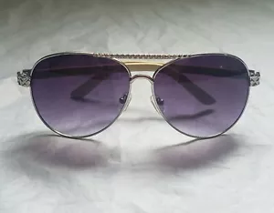aviator type gold tone rim purple hue sunglasses cream tone arms estate sourced - Bild 1 von 11