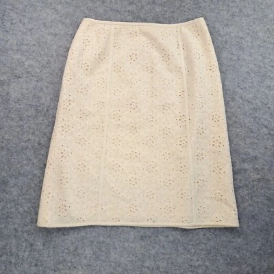 Falda Escada Mujer Grande 42 Crema Ojales Encaje Línea A Lápiz Slip Forrada Carrera Foto 1 de 4