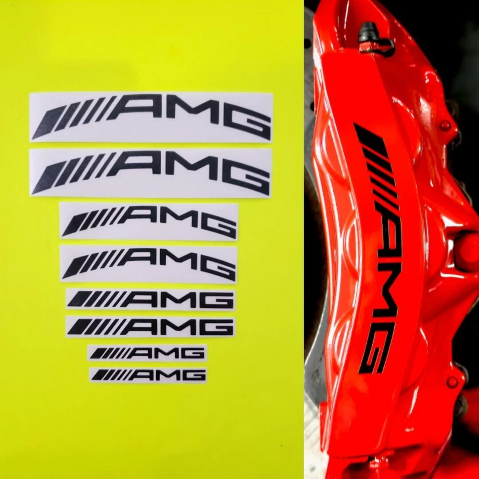 AMG COMBO Calcomanías Pinzas de Freno Curvas y Rectas Juego de 8 Pegatinas ALTA TEMPERATURA Foto 1 de 1