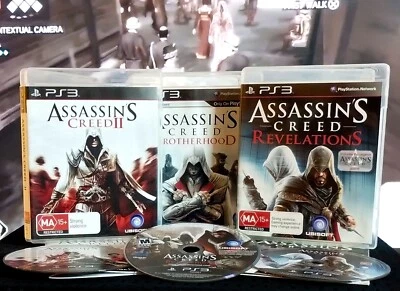 Assassin's Creed II Ezio Auditore 3x PS3 Game Bundle [PAL CIB Complete] Action - Image 1 of 4