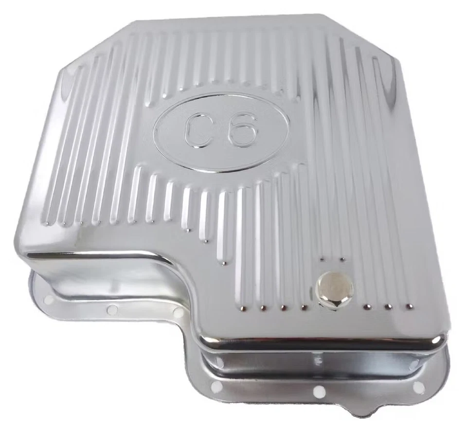 Ford C6 Extra Large Chrome Transmission Oil Pan - Finned Style - Image 1 of 1