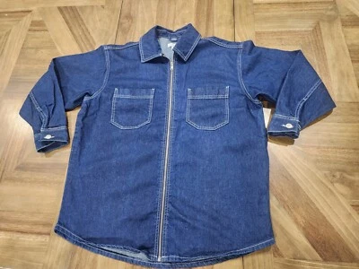 Camisa Topshop Azul Denim Talla 4 EE. UU. Bolsillos Frontales con Cremallera para Mujer  Foto 1 de 4