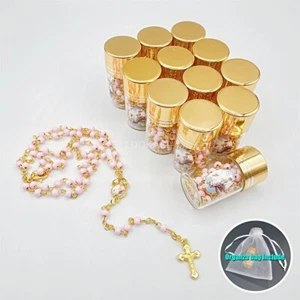 Rosario de madera perfumada rosa 4/12 piezas tapa dorada tarro de vidrio baby shower favor de bautizo EE. UU. - Imagen 1 de 7