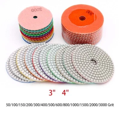 Wet Diamond Polishing Pads 3" 4" Grinder Disc For Granite Marble Concrete Stone - Image 1 of 4