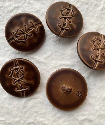 6 Stück Knöpfe 28 ❤️❤️❤️ braun Lederoptik Naht Mantel Jacke edel Ersatzknopf - Bild 1 von 3
