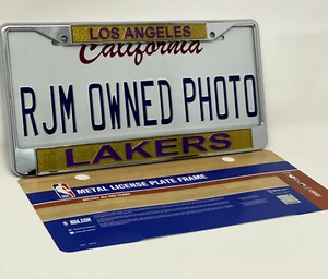 GLITTER LAKERS AUTHENTIC NBA METAL LOS ANGELES LICENSE PLATE FRAME GIFT - Picture 1 of 3
