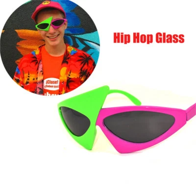 Gafas de sol triangulares asimétricas estilo Roy Purdy color contraste verde rosa hiphop JQ Foto 1 de 4
