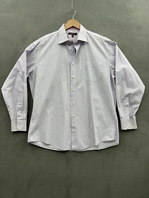 Camisa Santorelli Para Hombre 17 1/2 L Ajuste Corte Manga Larga Botón Frontal Rayas Foto 1 de 4