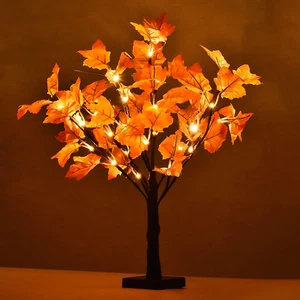 Lighted Artificial Fall Maple Tree Clearance, 23-Inch Battry Operated Tabletop A - Picture 1 of 7