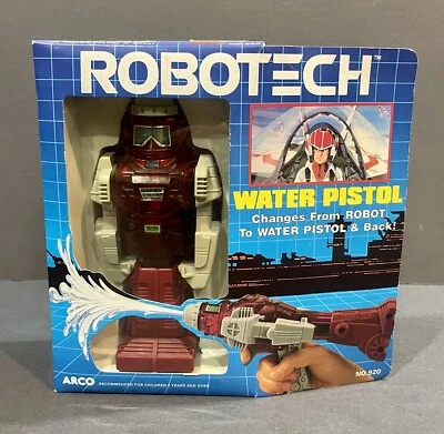 Figura de acción de juguete robot pistola de agua Arco Robotech 1985 vintage sin usar, en caja 920 Foto 1 de 4