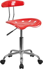 Vibrant Cherry Swivel Office Task Chair w/ Tractor Seat and Chrome Metal Base