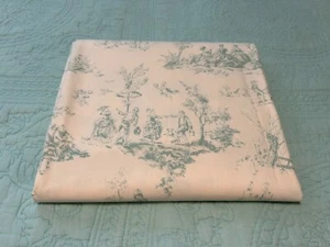 Toile Classic Cotton Fabric Teal Blue Ivory 45"x 138" - Picture 1 of 6